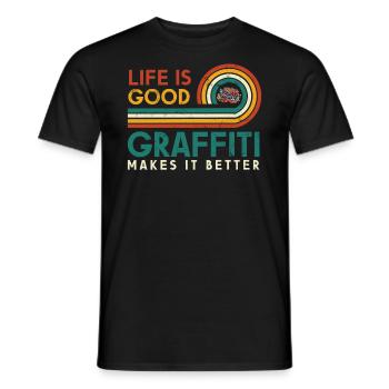 Life is good geometry makes it better - Men's T-Shirt - black - Front - AI Model Male 178 light (178cm)