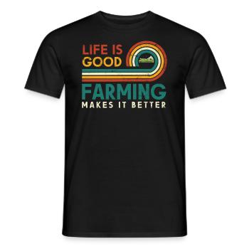 Life is good. Agriculture makes it better - Men's T-Shirt - black - Front - AI Model Male 178 light (178cm)