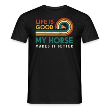 Das Leben Ist Gut, Mein Pferd Macht Es Besser - Männer T-Shirt - Schwarz - Vorne - AI Model Male 178 light (178cm)