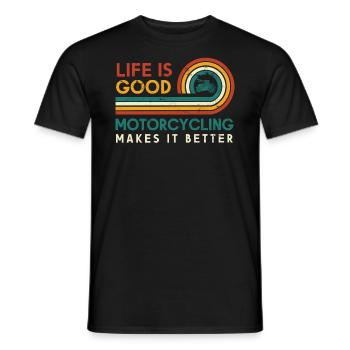 Das Leben Ist Gut Motorradfahren Macht Es Besser - Männer T-Shirt - Schwarz - Vorne - AI Model Male 178 light (178cm)