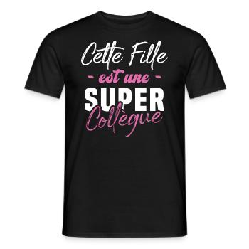 Cette fille est une super Collègue - T-shirt homme - noir - Devant - AI Model Male 178 light (178cm)