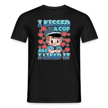 Conception de l’application de la loi pour un agent de police - T-shirt homme - noir - Devant - AI Model Male 178 light (178cm)