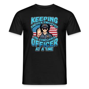 Conception de l’application de la loi pour un agent de police - T-shirt homme - noir - Devant - AI Model Male 178 light (178cm)