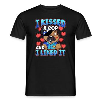 Conception de l’application de la loi pour un agent de police - T-shirt homme - noir - Devant - AI Model Male 178 light (178cm)