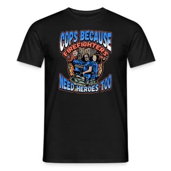 Conception de l’application de la loi pour un agent de police - T-shirt homme - noir - Devant - AI Model Male 178 light (178cm)