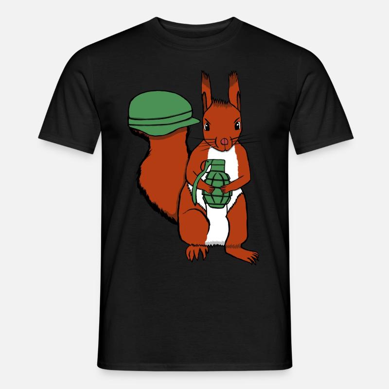 Eichhörnchen mit Granate - Männer T-Shirt - Schwarz