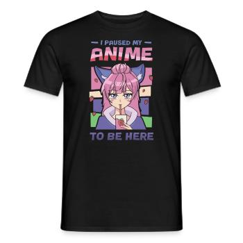 J’ai arrêté mon anime pour concevoir ici - T-shirt homme - noir - Devant - AI Model Male 178 light (178cm)
