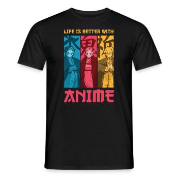 Life Is Better with Anime Design For Japanese - Men's T-Shirt - black - Front - AI Model Male 178 light (178cm)