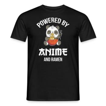 Powered by anime and ramen for animation and - Men's T-Shirt - black - Front - AI Model Male 178 light (178cm)