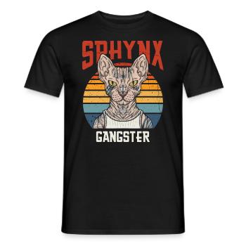 Sphynx-gangster-vintager Retro-entwurf Für Sphynx - Männer T-Shirt - Schwarz - Vorne - AI Model Male 178 light (178cm)