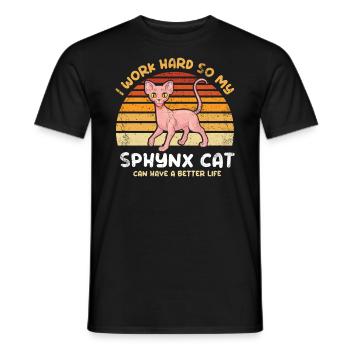 Ich Arbeite Hart, Damit Meine Sphynx-katze Ein - Männer T-Shirt - Schwarz - Vorne - AI Model Male 178 light (178cm)