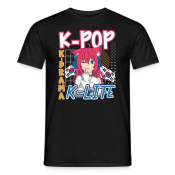 Design pop coréen pour un fan de mode K-Pop - T-shirt homme - noir - Devant - AI Model Male 178 light (178cm)