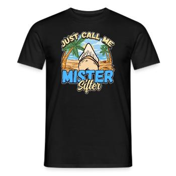 Conception de collecteur de dents fossiles pour un fossile de requin - T-shirt homme - noir - Devant - AI Model Male 178 light (178cm)
