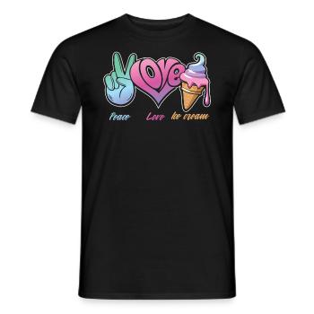 Crème glacée Peace Love pour les fans de bonbons surgelés - T-shirt homme - noir - Devant - AI Model Male 178 light (178cm)