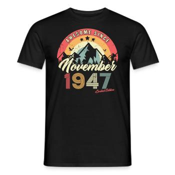 Cadeau D'anniversaire En Novembre 1947 Vintage - T-shirt homme - noir - Devant - AI Model Male 178 light (178cm)