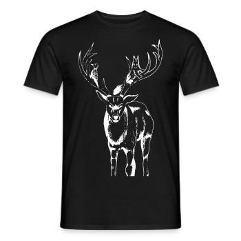 Cerf élaphe fantasy, Animal de la forêt - T-shirt homme - noir - Devant - AI Model Male 178 light (178cm)