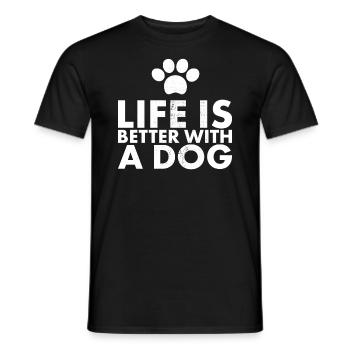 Life is better with a dog design for - Men's T-Shirt - black - Front - AI Model Male 178 light (178cm)