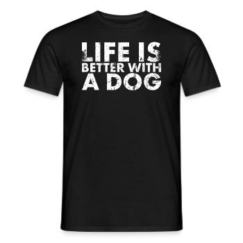 Life is better with a dog design for - Men's T-Shirt - black - Front - AI Model Male 178 light (178cm)