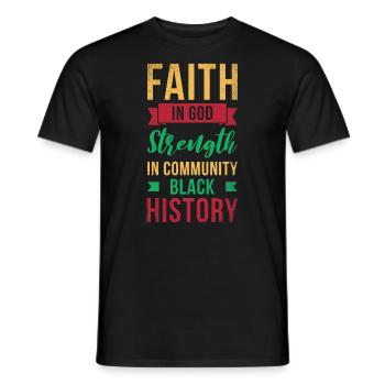 Foi en Dieu, force dans la communauté, - T-shirt homme - noir - Devant - AI Model Male 178 light (178cm)