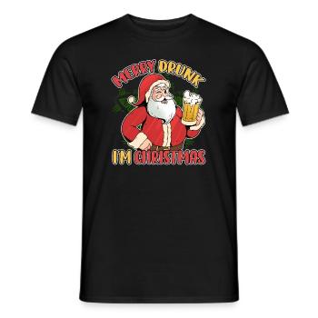 Merry Drunk I'm Christmas for Xmas Beer Lovers - Männer T-Shirt - Schwarz - Vorne - AI Model Male 178 light (178cm)