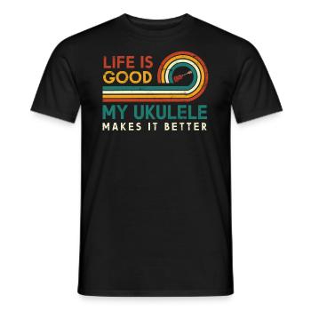 Das Leben Ist Gut, Meine Ukulele Macht Es Besser - Männer T-Shirt - Schwarz - Vorne - AI Model Male 178 light (178cm)