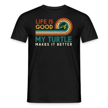 Das Leben Ist Gut, Meine Schildkröte Macht Es - Männer T-Shirt - Schwarz - Vorne - AI Model Male 178 light (178cm)