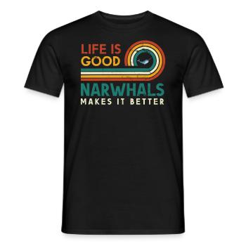 Das Leben Ist Gut, Narwale Machen Es Besser Für - Männer T-Shirt - Schwarz - Vorne - AI Model Male 178 light (178cm)