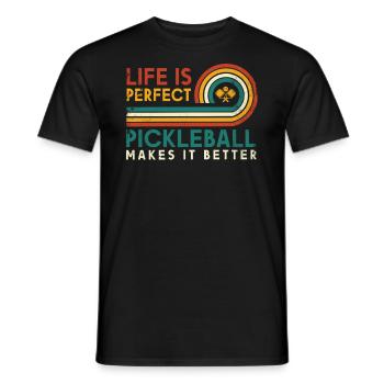 Life is amazing, Pickleball does it - Men's T-Shirt - black - Front - AI Model Male 178 light (178cm)