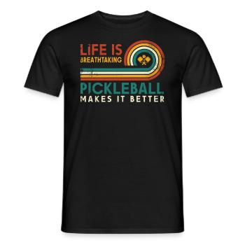 Life is amazing, Pickleball does it - Men's T-Shirt - black - Front - AI Model Male 178 light (178cm)