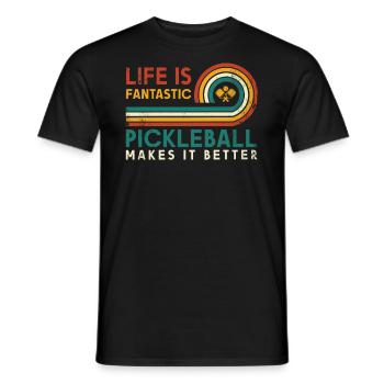 Life is amazing, Pickleball does it - Men's T-Shirt - black - Front - AI Model Male 178 light (178cm)