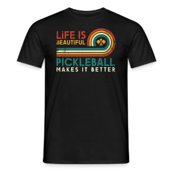 Life is amazing, Pickleball does it - Men's T-Shirt - black - Front - AI Model Male 178 light (178cm)