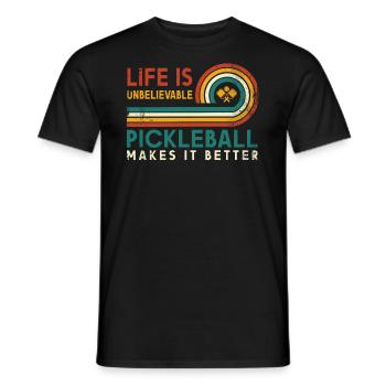 Life is amazing, Pickleball does it - Men's T-Shirt - black - Front - AI Model Male 178 light (178cm)