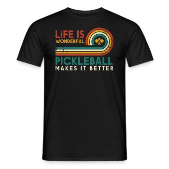 Life is amazing, Pickleball does it - Men's T-Shirt - black - Front - AI Model Male 178 light (178cm)