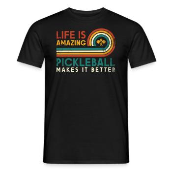 Life is amazing, Pickleball does it - Men's T-Shirt - black - Front - AI Model Male 178 light (178cm)