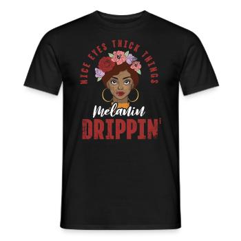 Beautiful Eyes Thick Things Melanin Drippin For Pride - Men's T-Shirt - black - Front - AI Model Male 178 light (178cm)