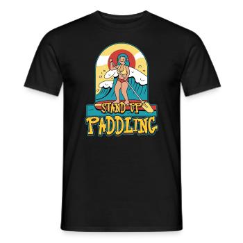 Conception de stand up paddle pour un surfeur de paddle - T-shirt homme - noir - Devant - AI Model Male 178 light (178cm)