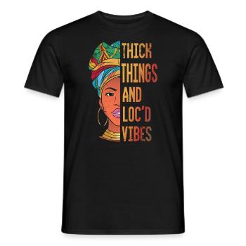 Choses épaisses et vibrations loc’d pour la fierté africaine - T-shirt homme - noir - Devant - AI Model Male 178 light (178cm)