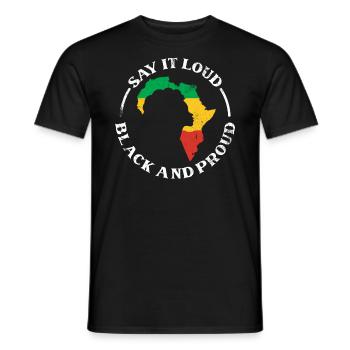 Dis-le fortement noir et fier de la - T-shirt homme - noir - Devant - AI Model Male 178 light (178cm)