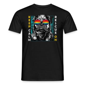 Loved by a rescue dog design for - Men's T-Shirt - black - Front - AI Model Male 178 light (178cm)