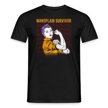 Mansplain Survivor Design For Feminists - Men's T-Shirt - black - Front - AI Model Male 178 light (178cm)
