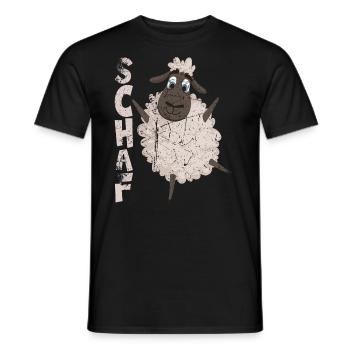 Sheep needed by the shepherd, funny sheep - Men's T-Shirt - black - Front - AI Model Male 178 light (178cm)
