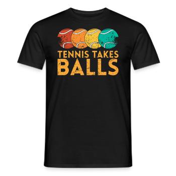 Tennis Takes Balls Design Für Tennisfans - Männer T-Shirt - Schwarz - Vorne - AI Model Male 178 light (178cm)