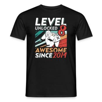 Level 8 Birthday 8 Year Old 2014 Gaming Video - Männer T-Shirt - Schwarz - Vorne - AI Model Male 178 light (178cm)