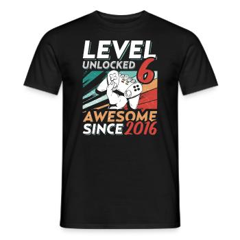 Niveau 6 Anniversaire 6 Ans 2016 Vidéo de jeu - T-shirt homme - noir - Devant - AI Model Male 178 light (178cm)