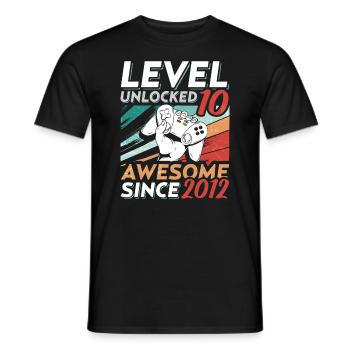 Level 10 Birthday 10 Year Old 2012 Gaming Video - Männer T-Shirt - Schwarz - Vorne - AI Model Male 178 light (178cm)