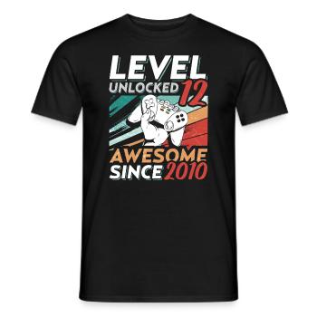 Level 12 Birthday 12 Year Old 2010 Gaming Video - Men's T-Shirt - black - Front - AI Model Male 178 light (178cm)