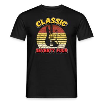 Guitar Classic Number 74 Born in 1974 Turning 74 - Men's T-Shirt - black - Front - AI Model Male 178 light (178cm)