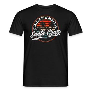 Années 70 années 80 dans la ville californienne de Santa Cruz - T-shirt homme - noir - Devant - AI Model Male 178 light (178cm)