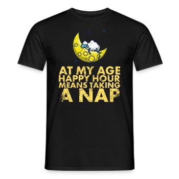 À mon âge signifie Happy Hour, un - T-shirt homme - noir - Devant - AI Model Male 178 light (178cm)