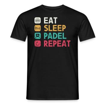 Manger du padel de sommeil Répéter - T-shirt homme - noir - Devant - AI Model Male 178 light (178cm)